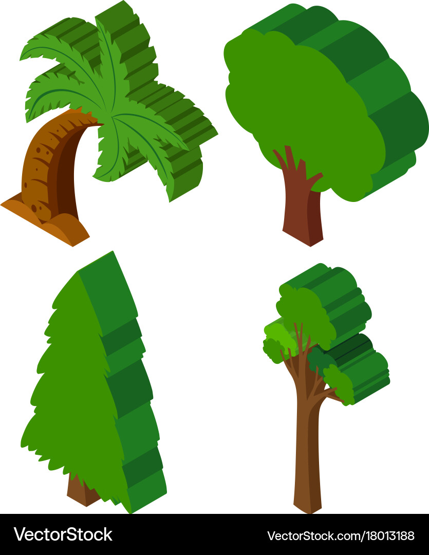 3d design for different types of trees vector image