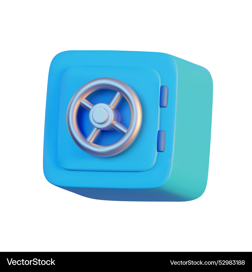 3d rendering of a secure metallic safe isolated Vector Image