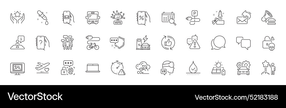 Attention shield and star line icons for web app Attention shield and star line icons for web app vector image