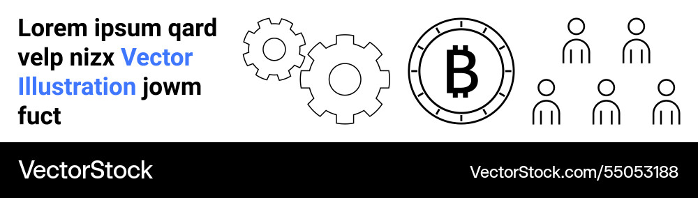 Bitcoin and blockchain business concept with gears Vector Image