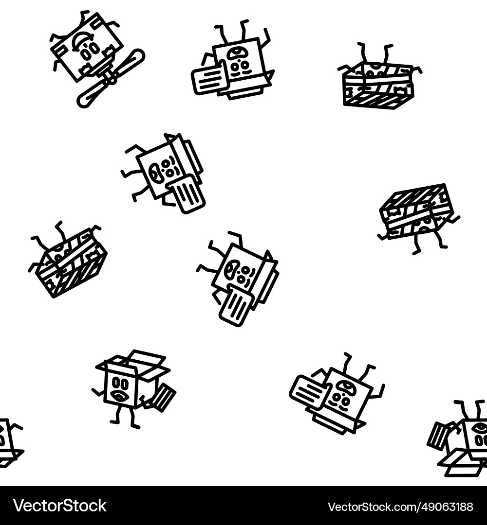 Cardboard box character seamless pattern Vector Image