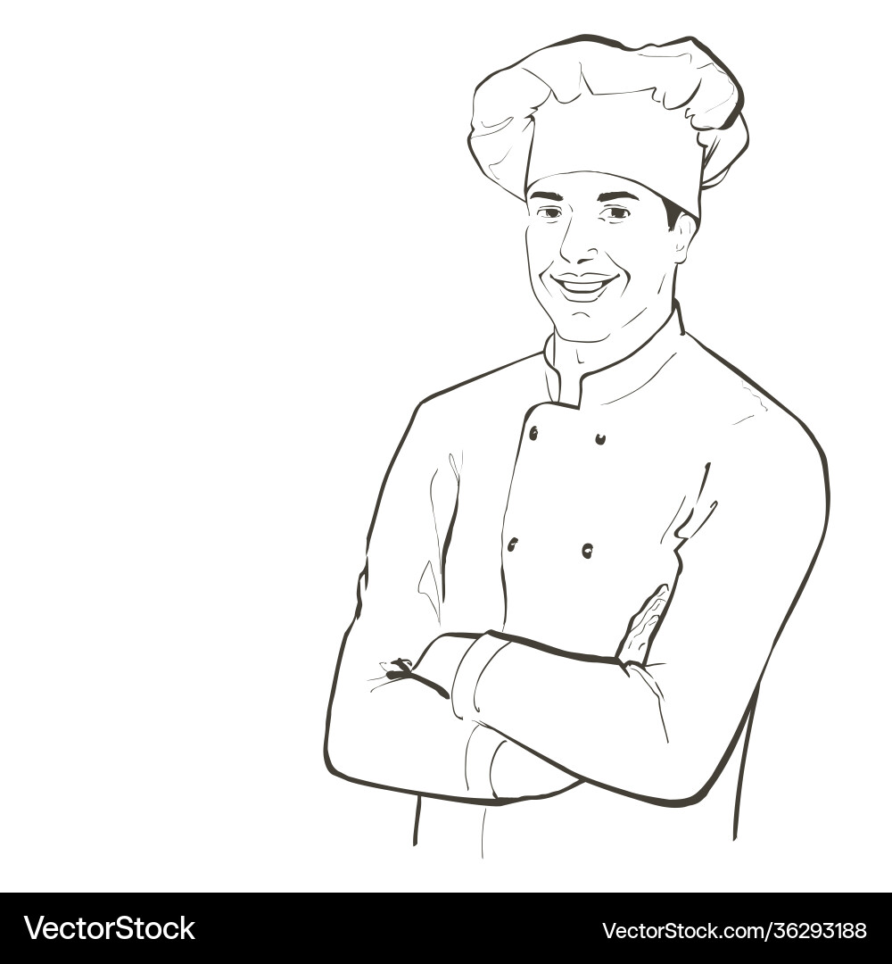 Chef in working uniform smiling baker Chef in working uniform smiling baker vector image
