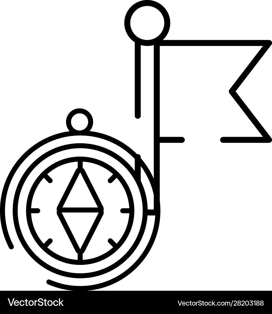 Compass guide device with flag vector image