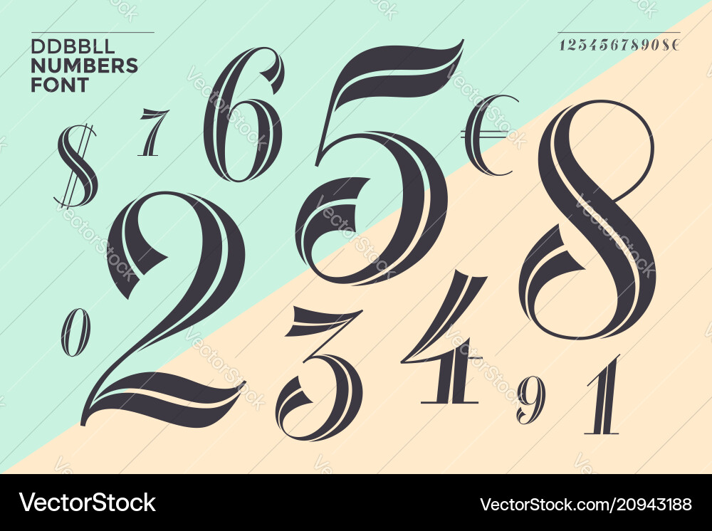 DDBBLL Number Font - Retro & Elegant vector image