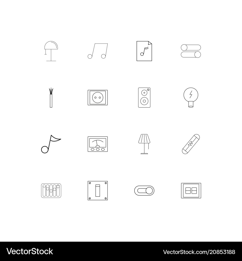 Electrical linear thin icons set outlined simple vector image