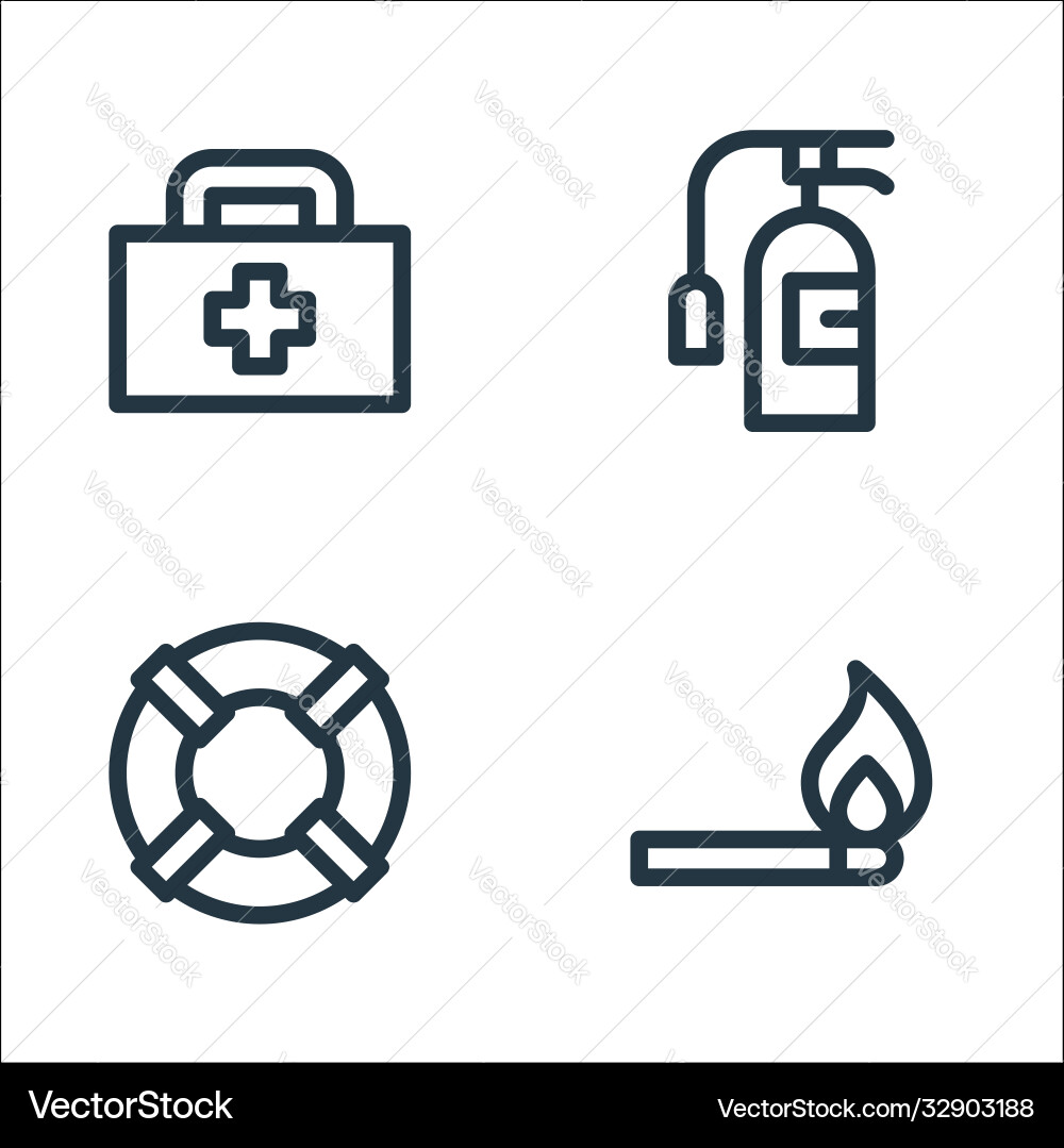 Emergencies line icons linear set quality Vector Image