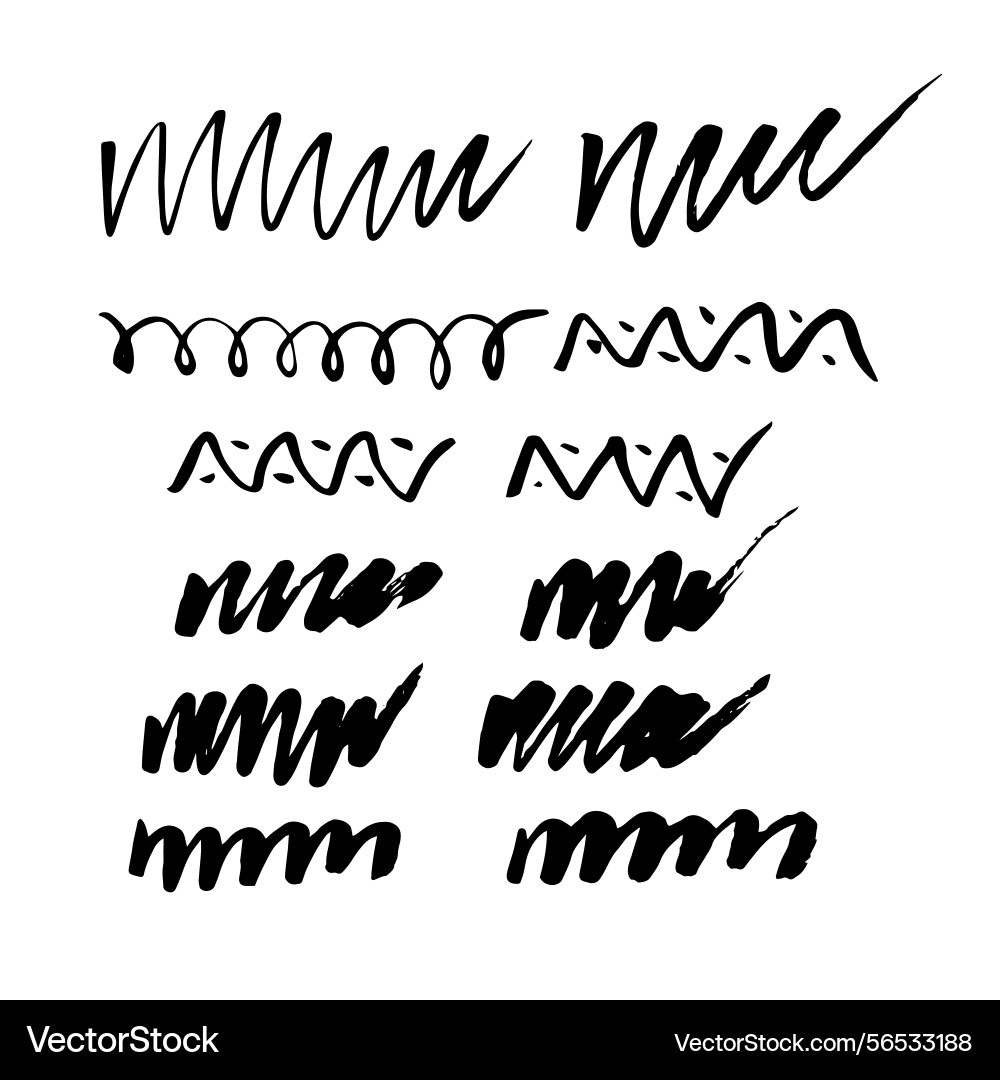 Hand-drawn ink strokes and grunge textures Vector Image