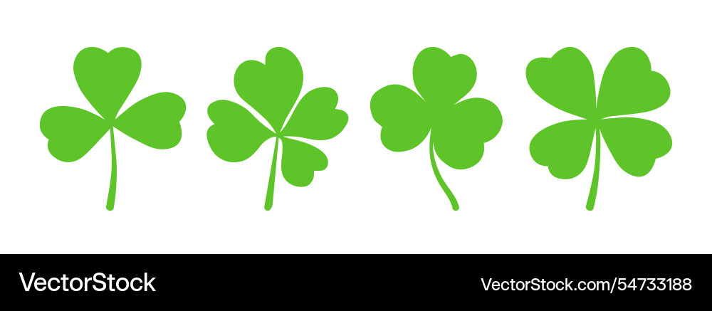 Lucky four three clover shamrock leaf icon flat Lucky four three clover shamrock leaf icon flat vector image