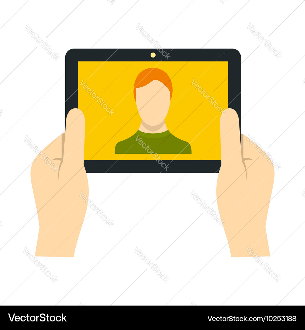 Man making selfie using tablet icon in flat style vector image