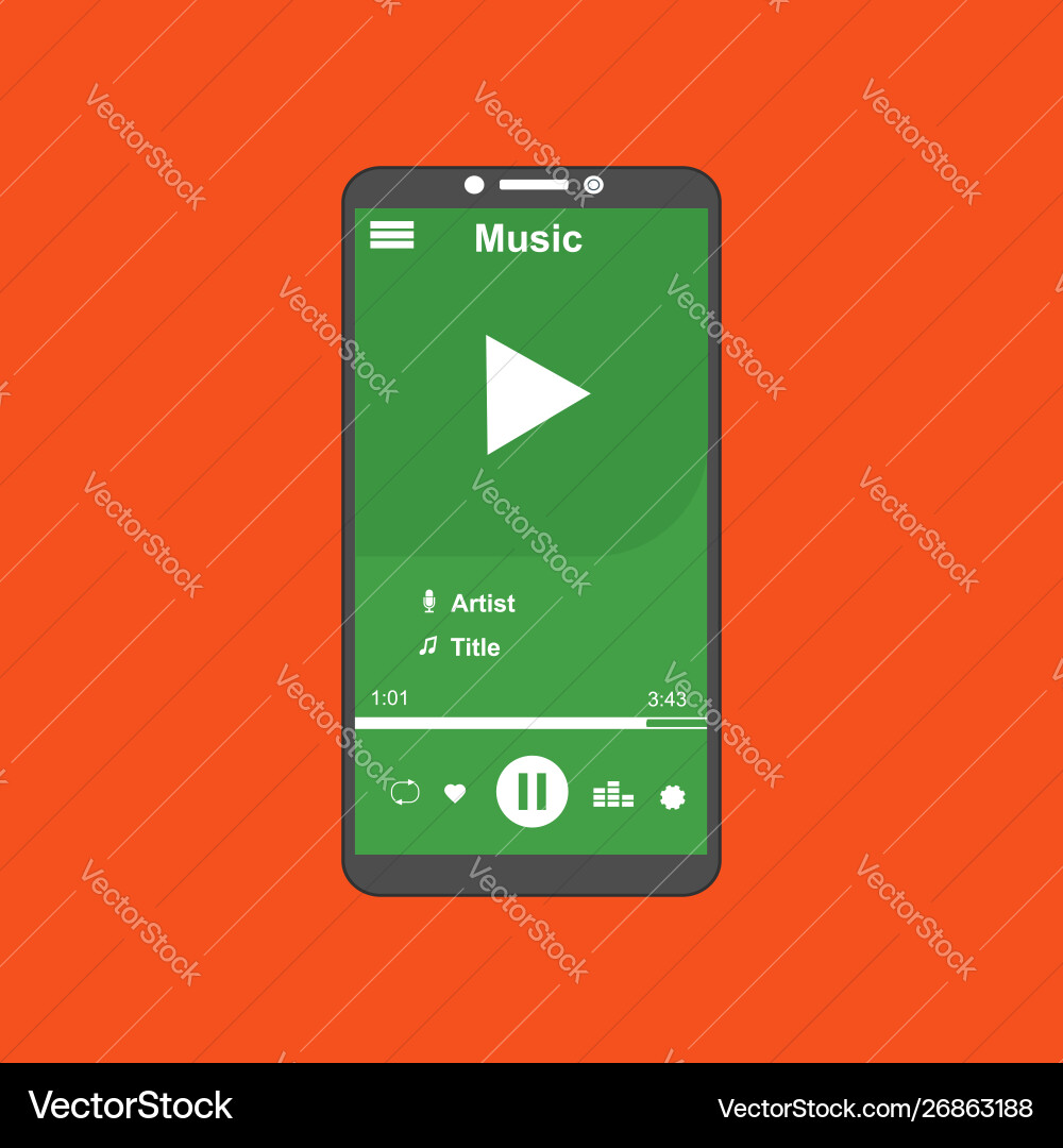 Media player application app template with flat Media player application app template with flat vector image