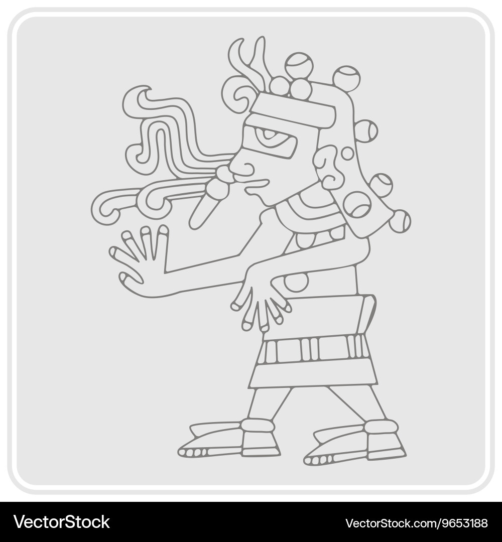 Monochrome icon with symbols from aztec codices Vector Image