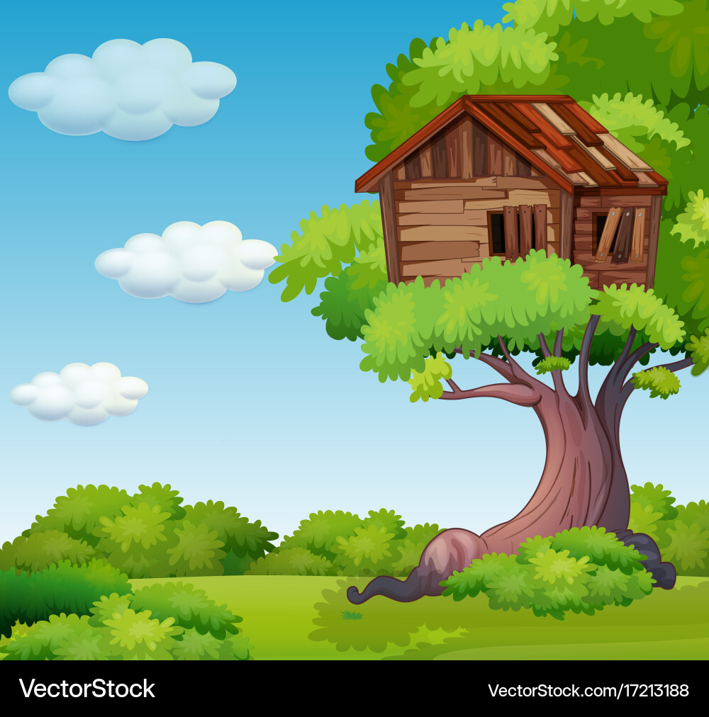 Old treehouse on the tree vector image