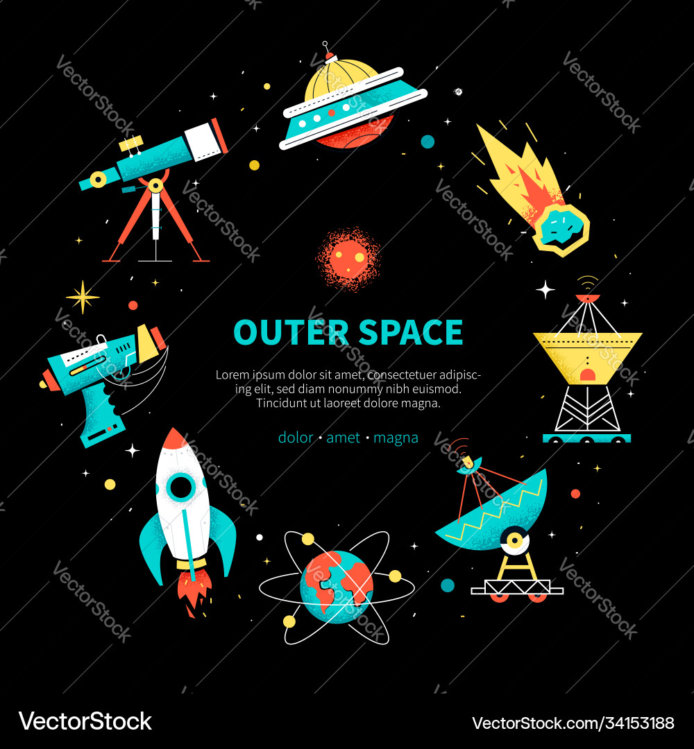 Outer space - colorful flat design style web Outer space - colorful flat design style web vector image