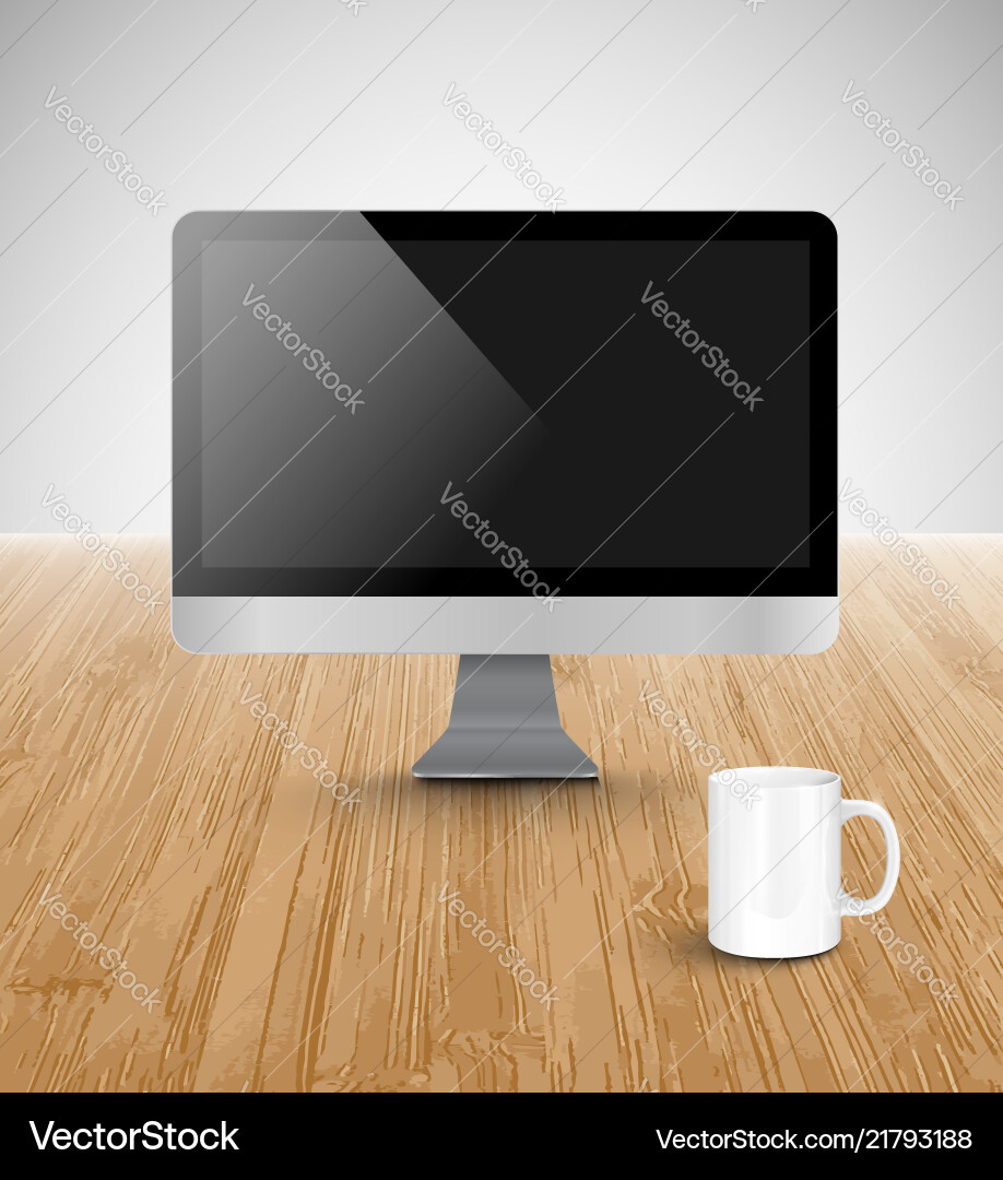Realistic office desk with different objects Vector Image