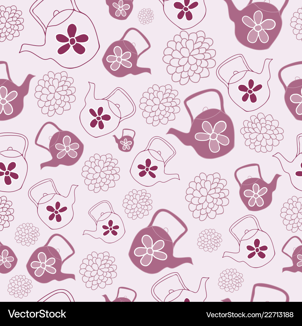 Red teapots seamless pattern design Red teapots seamless pattern design Vector Image