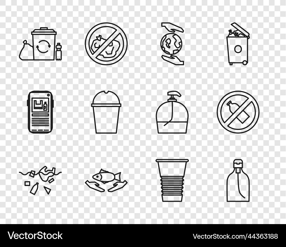 Set line problem of pollution planet bottle Set line problem of pollution planet bottle vector image