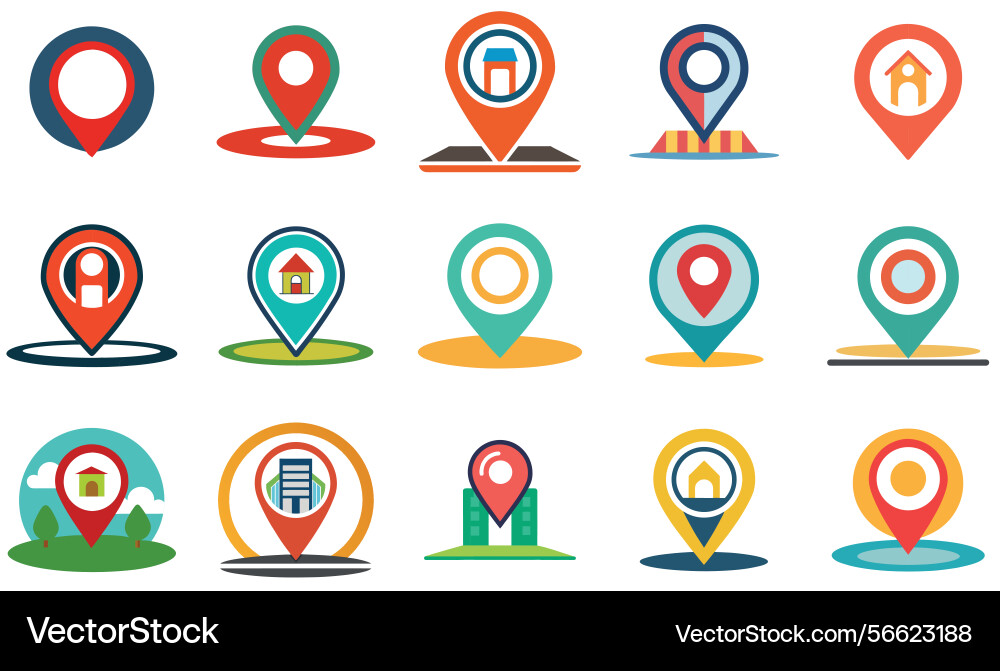 Set of map pointers Vector Image