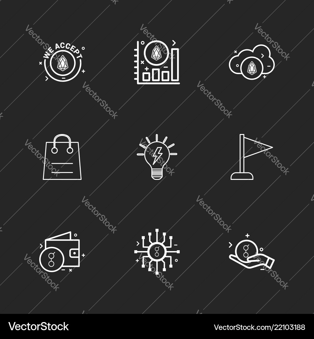 We accept coin graph cloud flag bag idea Vector Image