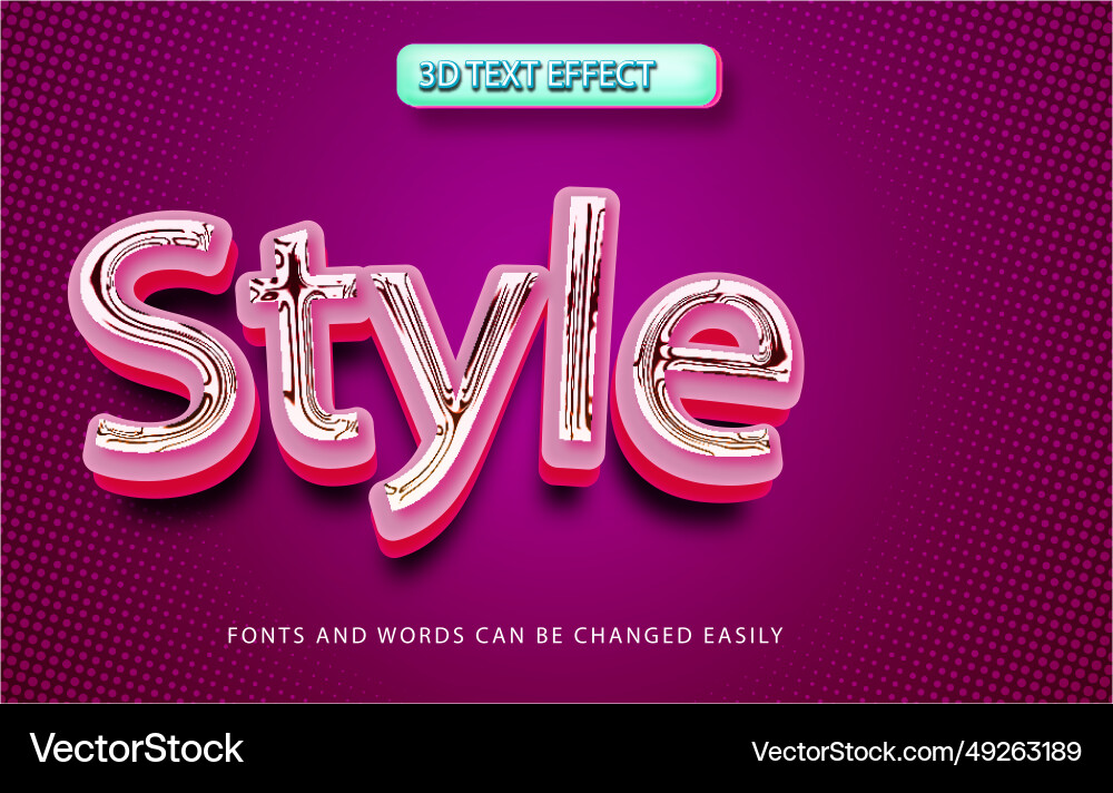 3D Editable Text Effect vector image