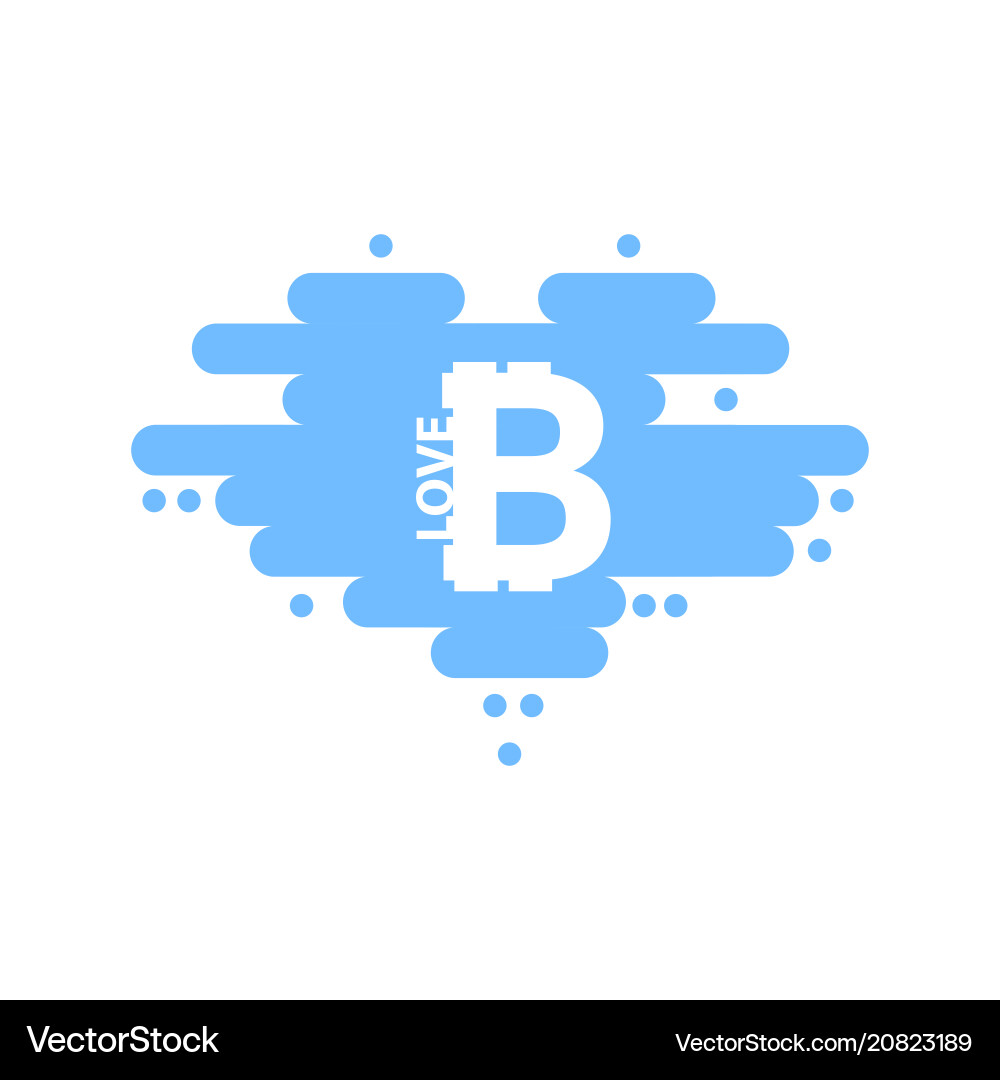 Bitcoin in cloud shape a heart Vector Image