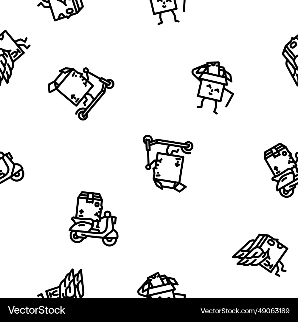 Cardboard box character seamless pattern Vector Image