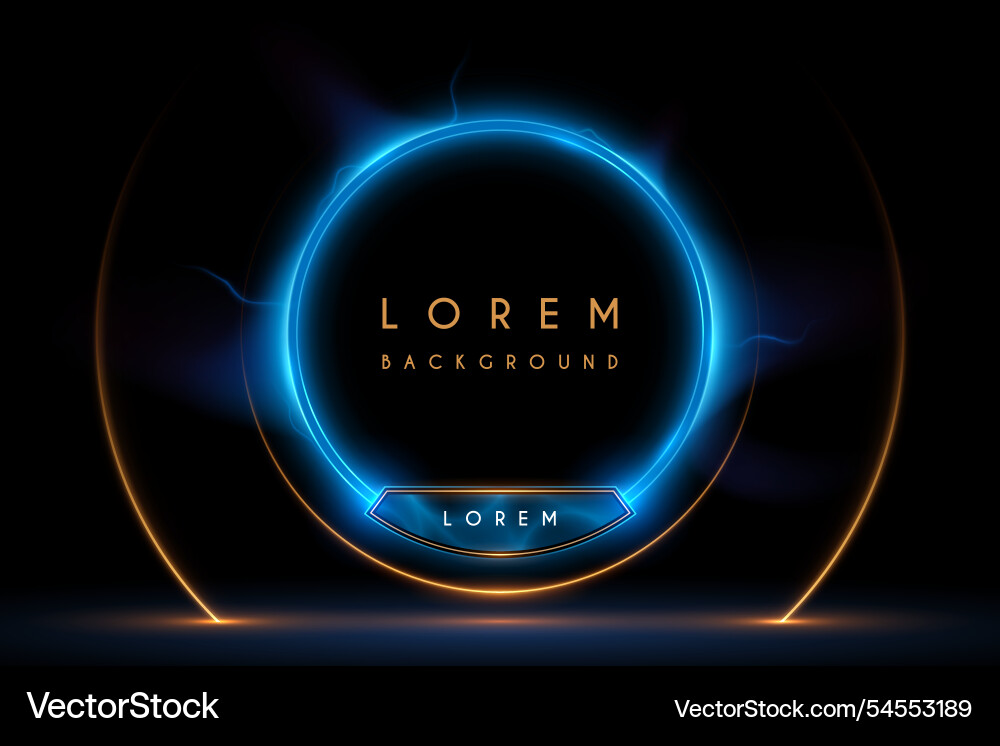 Circle light frame with button vector image