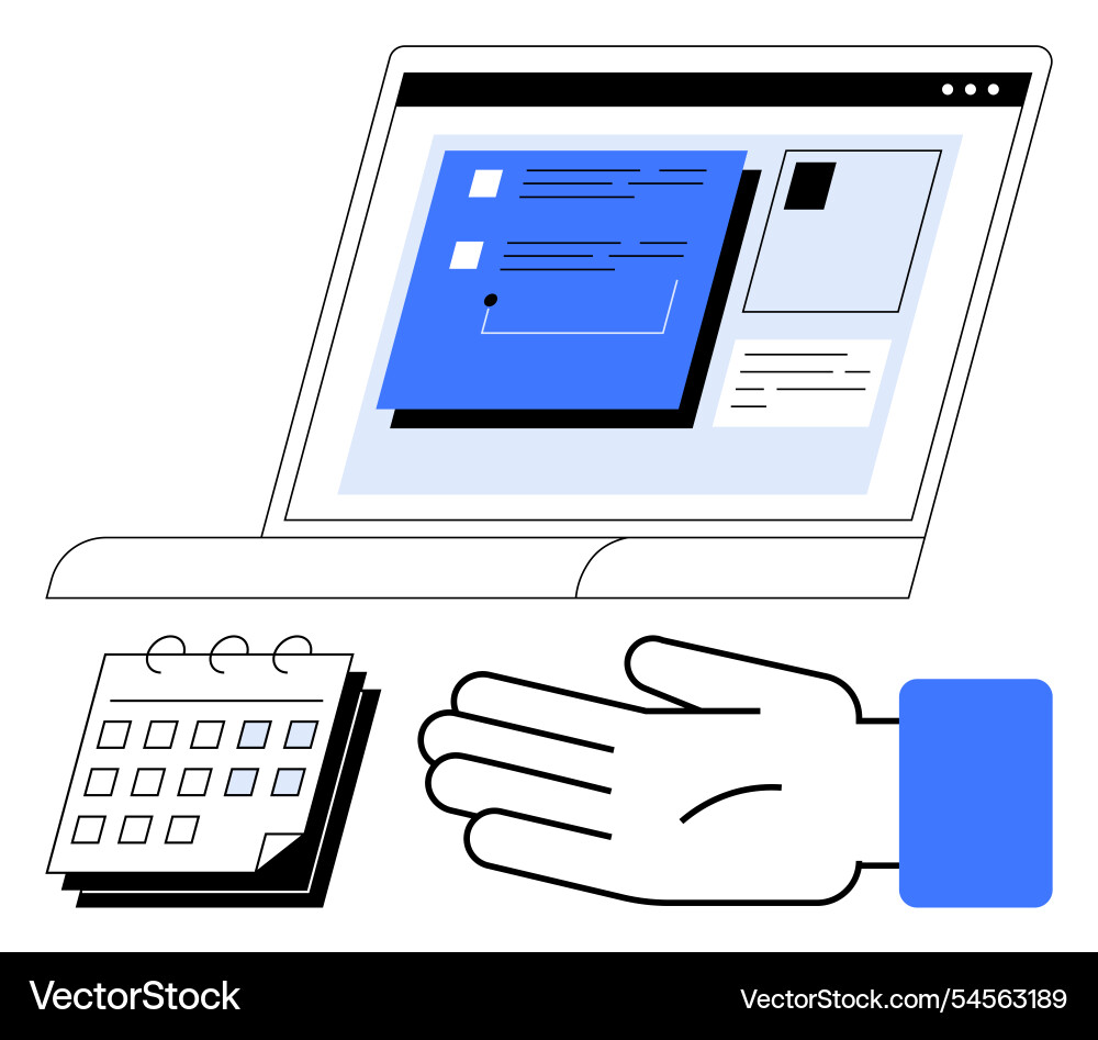 Digital scheduling a calendar laptop with open Digital scheduling a calendar laptop with open vector image