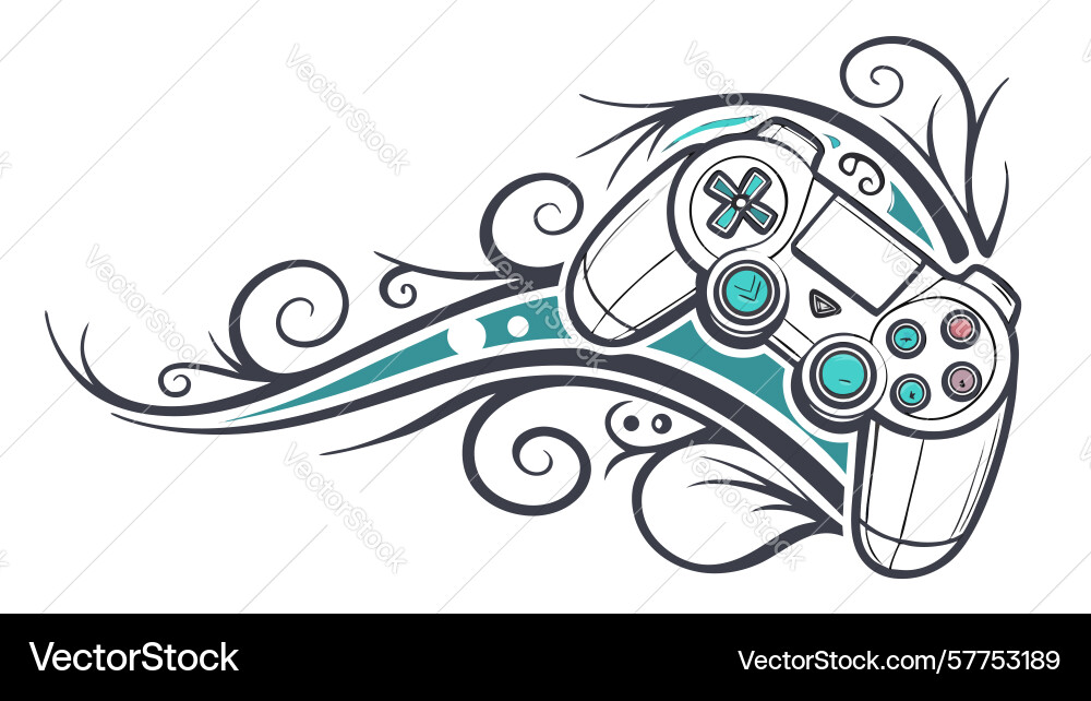 Dynamic swirling game controller design vector image