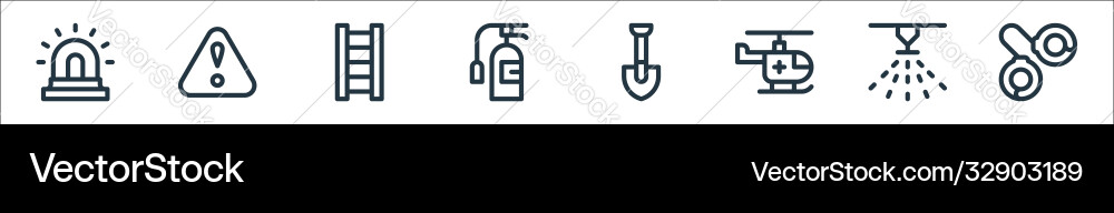 Emergencies line icons linear set quality Emergencies line icons linear set quality vector image