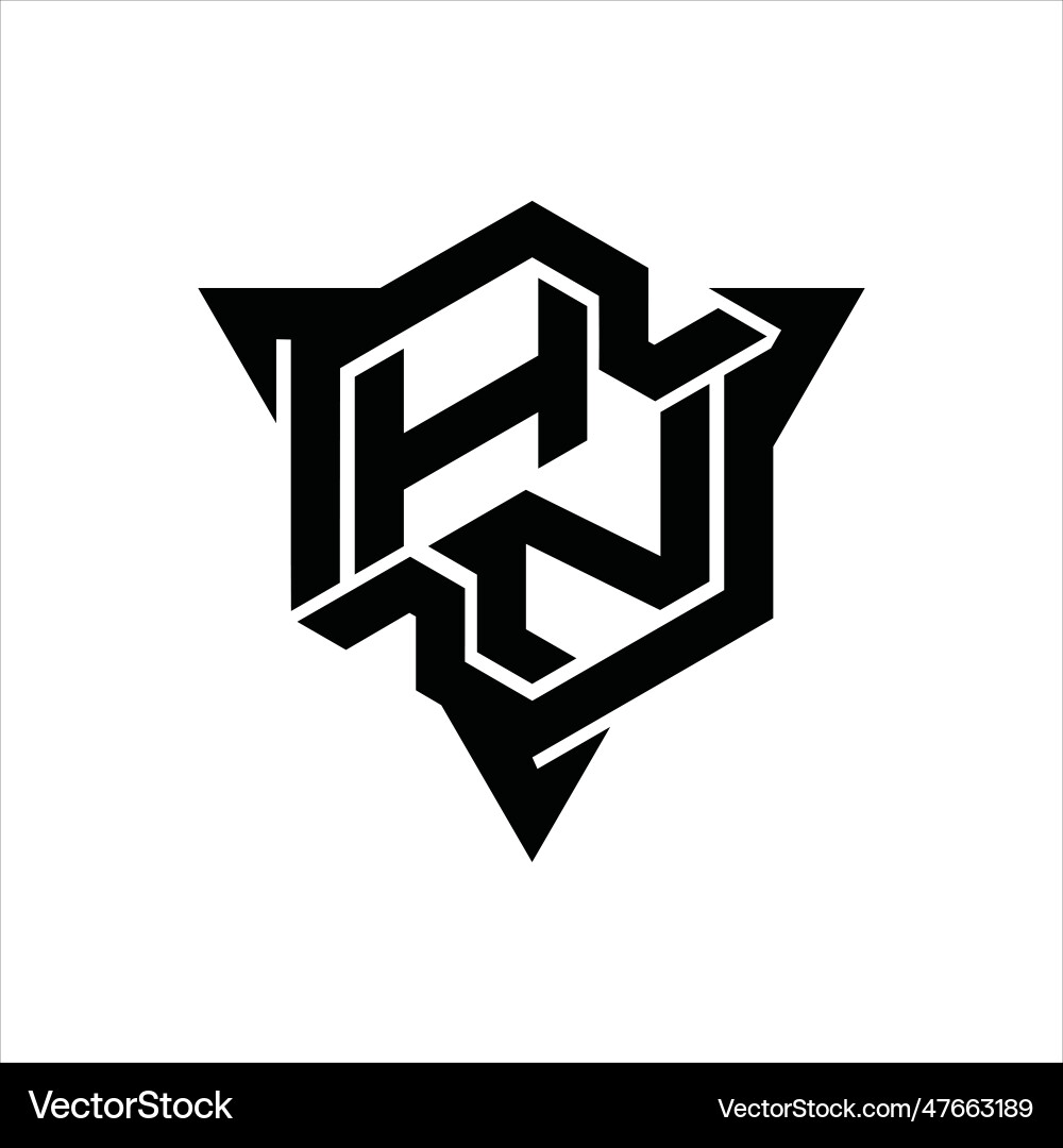 Hn logo monogram hexagon shape with triangle Hn logo monogram hexagon shape with triangle Vector Image