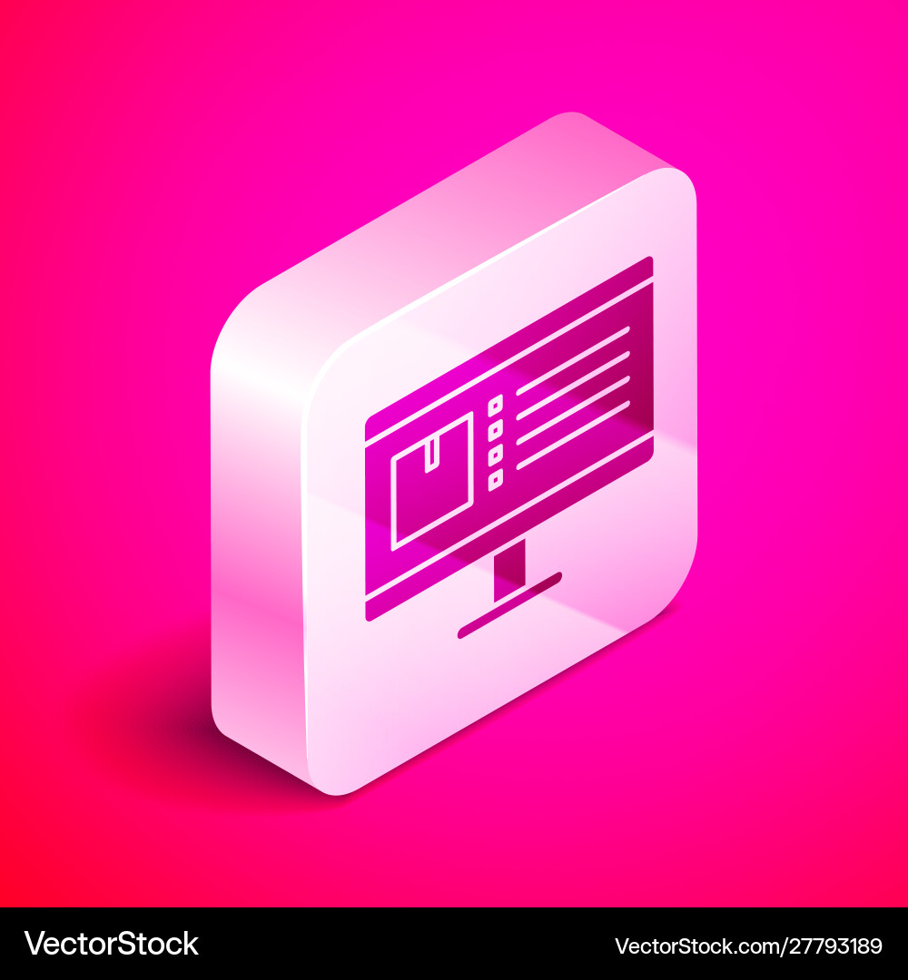 Isometric computer monitor with app delivery Isometric computer monitor with app delivery vector image