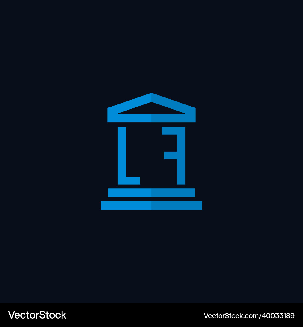 Lf initial logo monogram with simple courthouse Lf initial logo monogram with simple courthouse Vector Image
