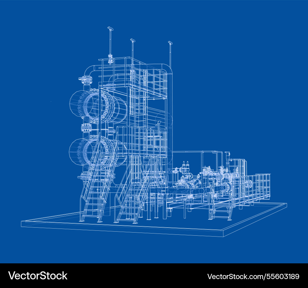 Petroleum heater exchanger rendering of 3d vector image