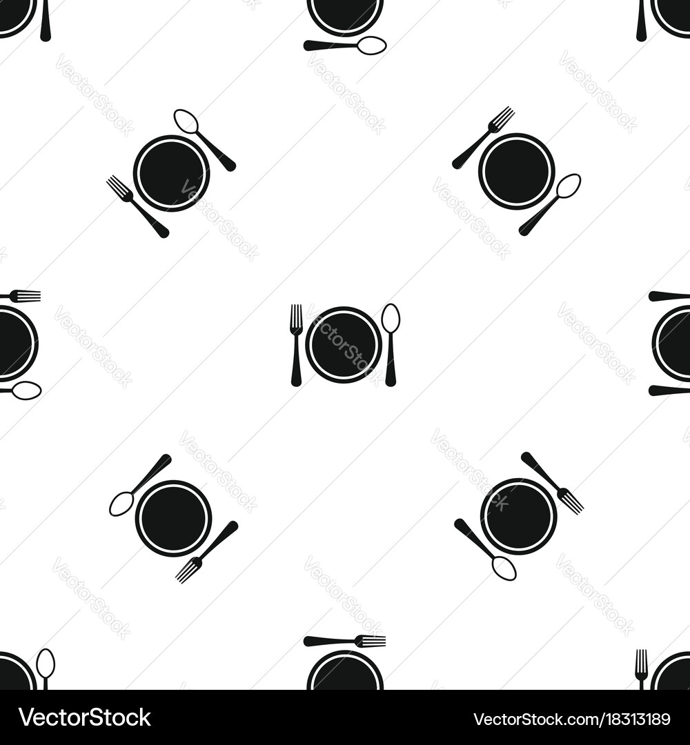 Place setting with platespoon and fork pattern vector image