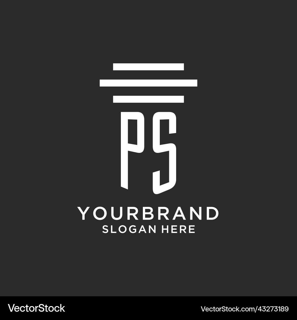 Ps initials with simple pillar logo design vector image