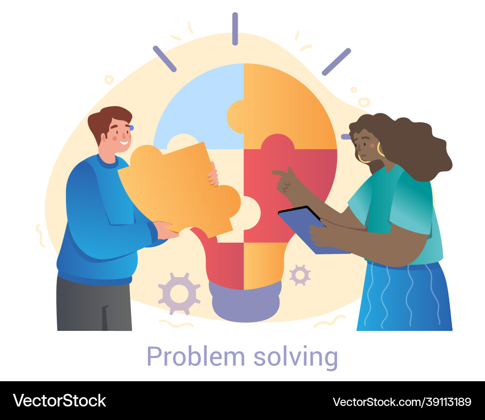 Puzzle Team Solving Lightbulb vector image