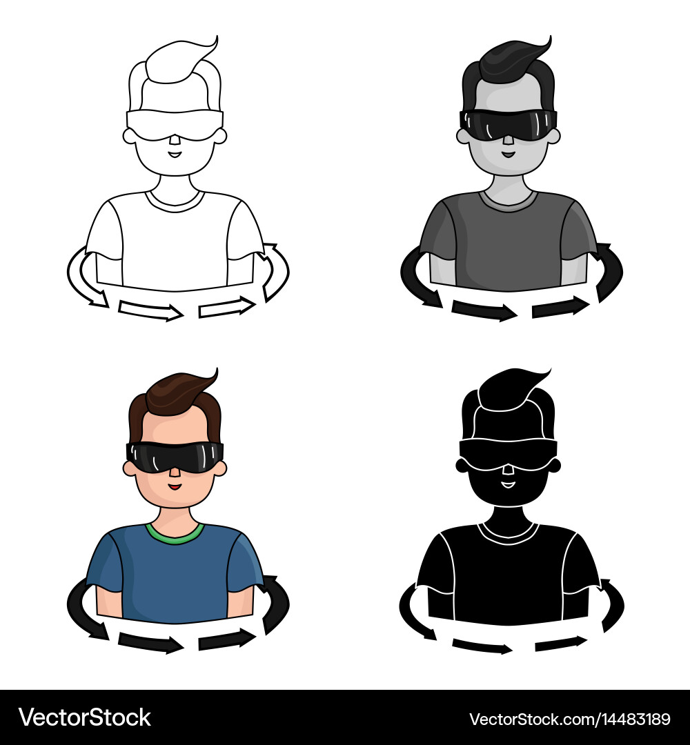 Rotation of player in the virtual reality icon vector image
