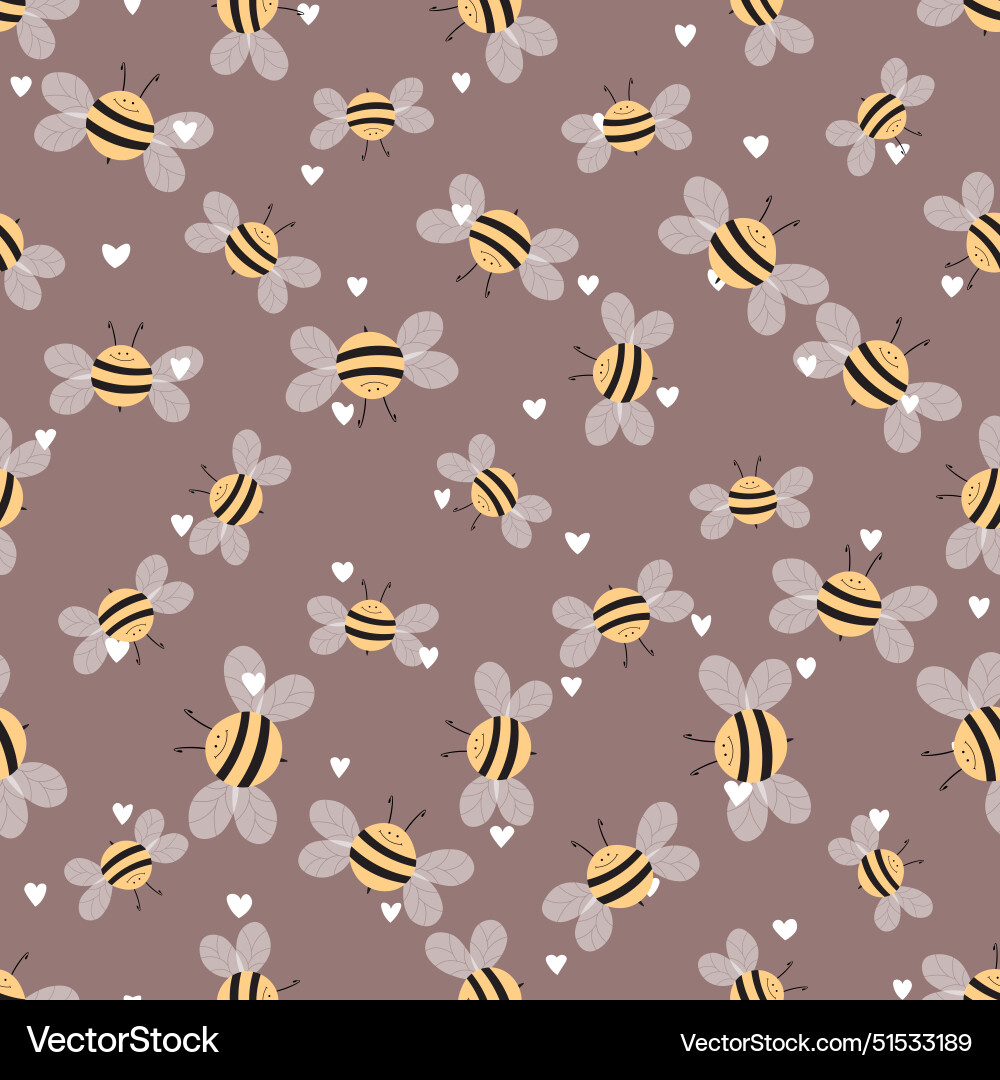 Seamless pattern with bees on color background Seamless pattern with bees on color background Vector Image