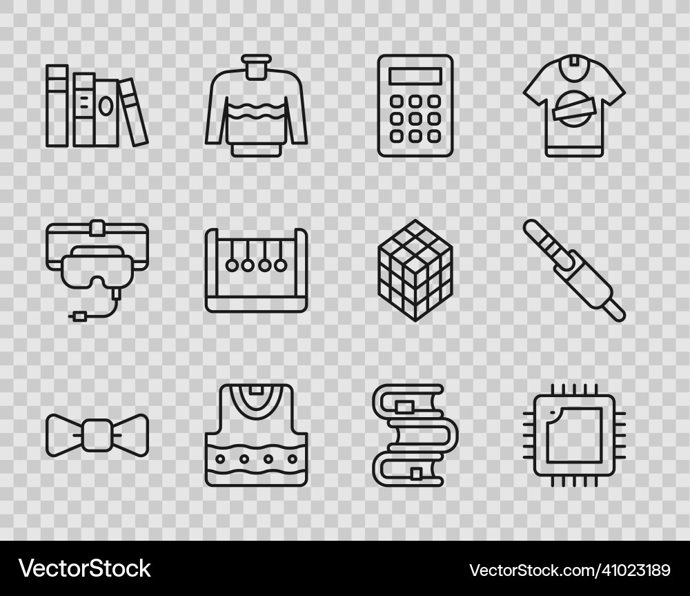 Set line bow tie processor with cpu calculator vector image