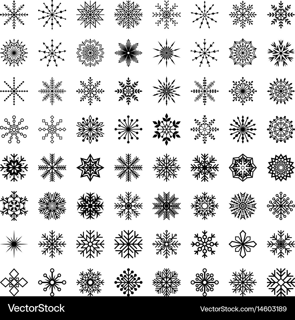 Snowflake Collection - Winter Elements Vector Image