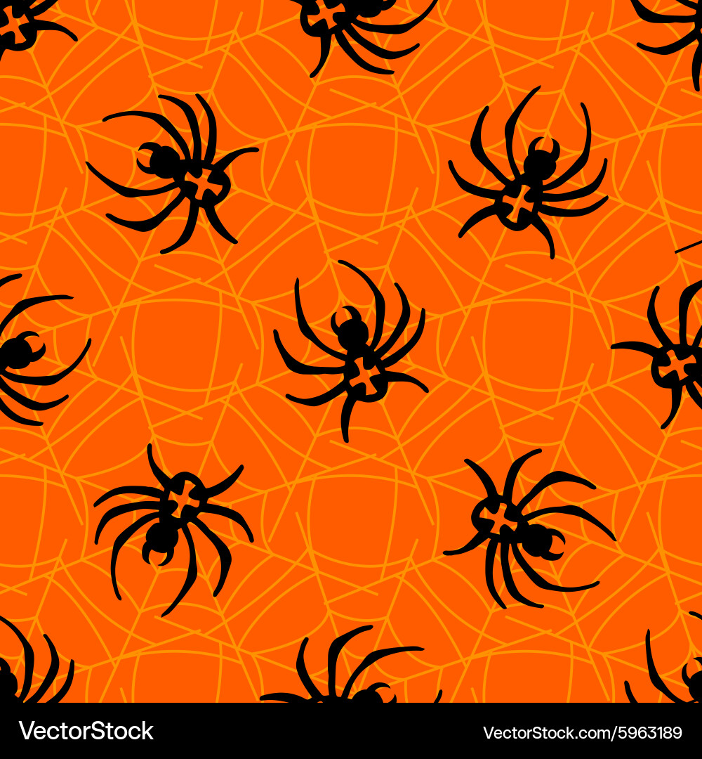 Spiders on webs seamless pattern vector image