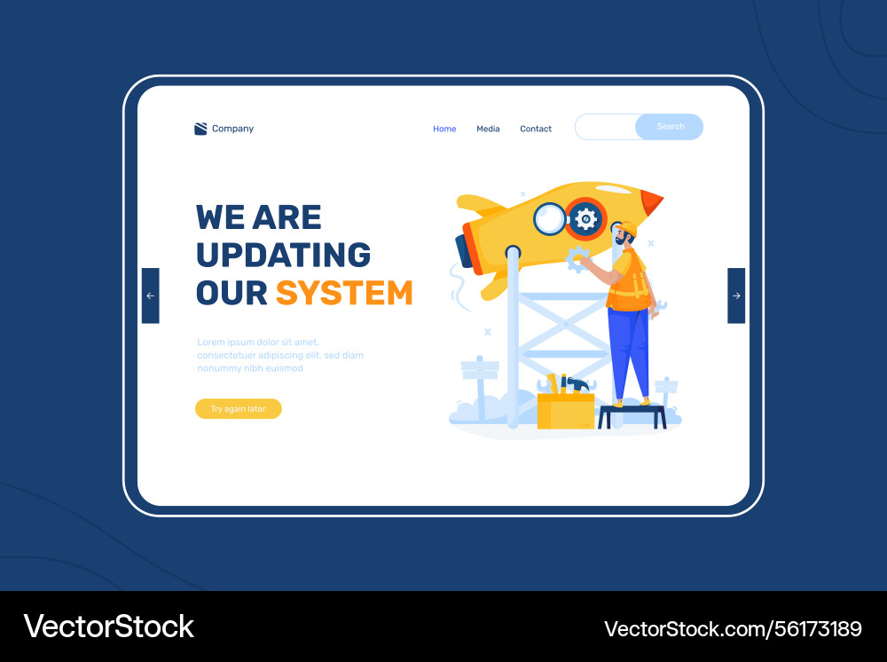 System updates notification on landing page design System updates notification on landing page design vector image