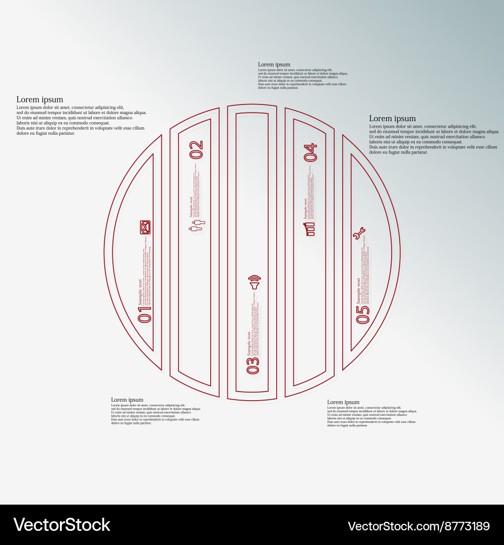 Template with circle vertically divided to five Vector Image