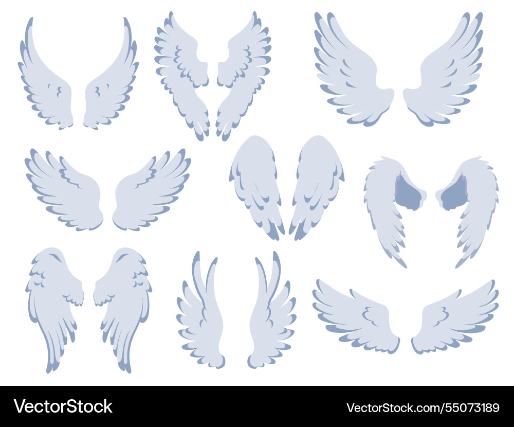 White angel wings cartoon holy heaven elements White angel wings cartoon holy heaven elements vector image