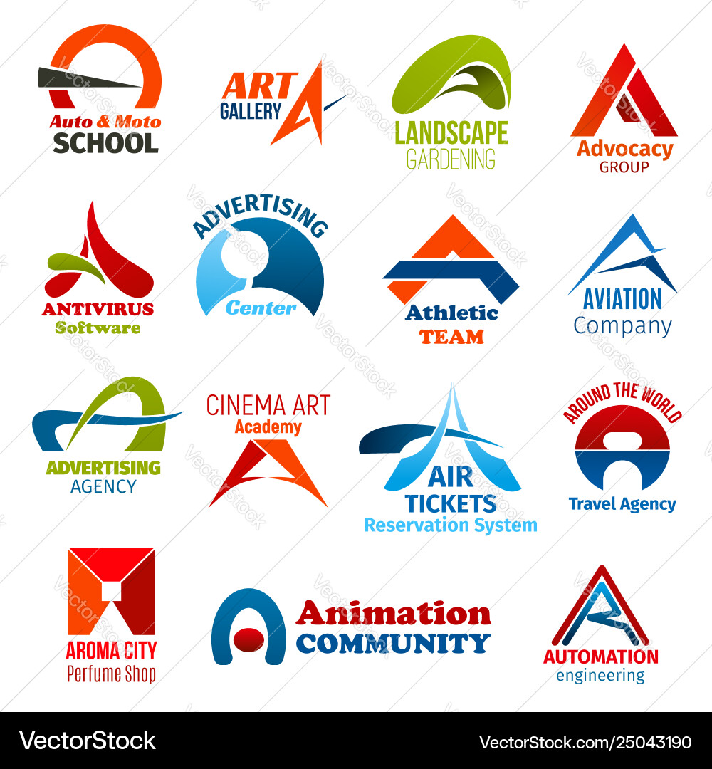 Business icons letter a corporate identity Business icons letter a corporate identity vector image