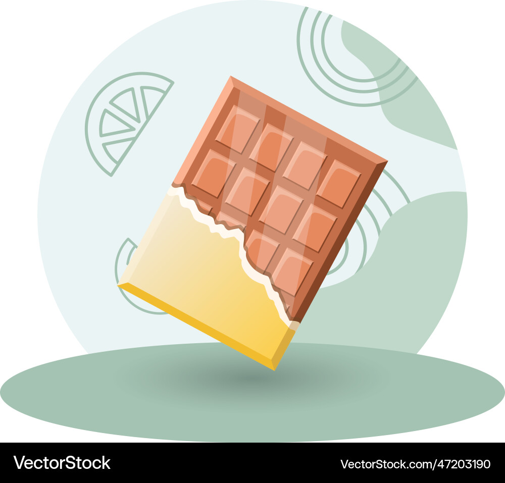 Chocolate bar square wrapper open editable Vector Image