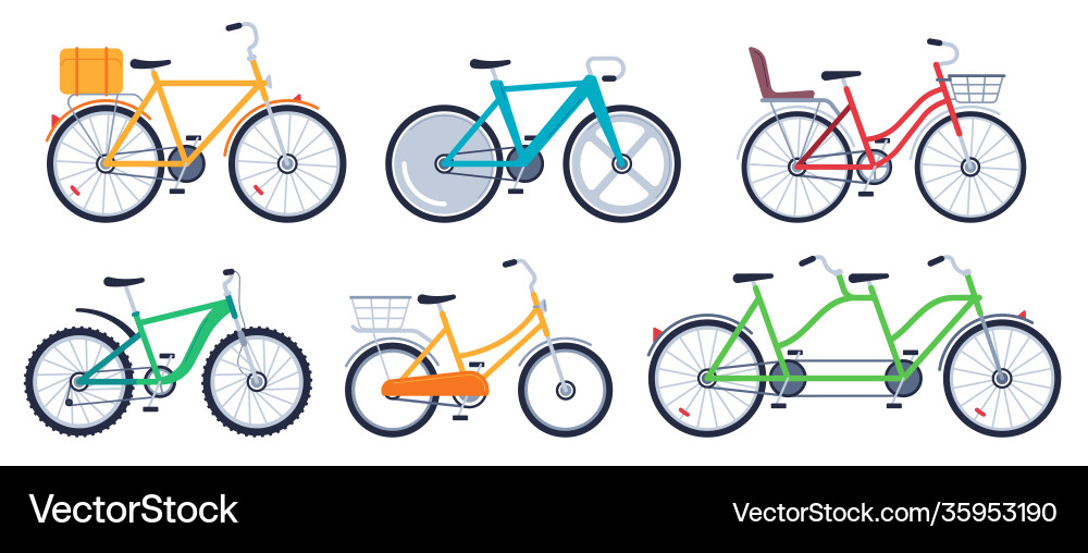 Fahrradset Farbe flach für Erwachsene und Kinder Fahrradset Farbe flach für Erwachsene und Kinder vektorbild