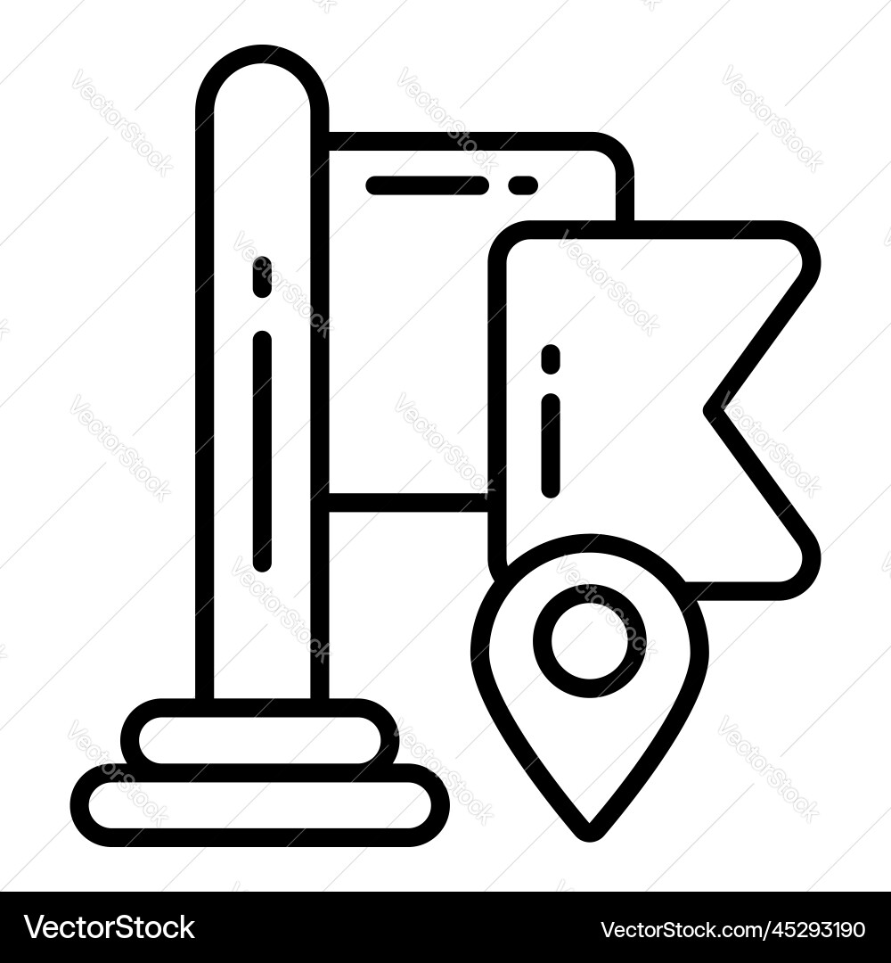 Fluttering flag icon related map location Vector Image