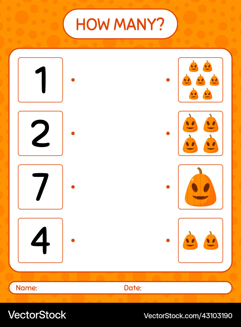 How many counting game with jack o lantern Vector Image