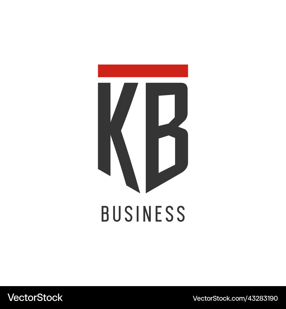 Kb initial esport logo with simple shield design vector image